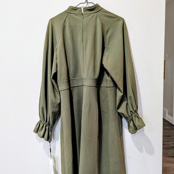 NWT Calvin Klein Olive Green Modest Fashion Dress Women's M Cottagecore - Picture 2 of 6